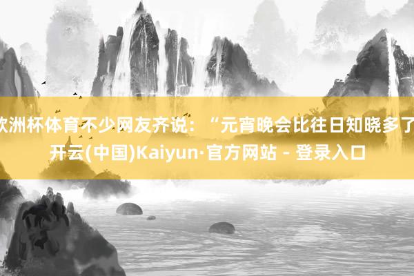 欧洲杯体育不少网友齐说：“元宵晚会比往日知晓多了-开云(中国)Kaiyun·官方网站 - 登录入口