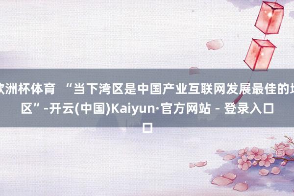欧洲杯体育  “当下湾区是中国产业互联网发展最佳的地区”-开云(中国)Kaiyun·官方网站 - 登录入口