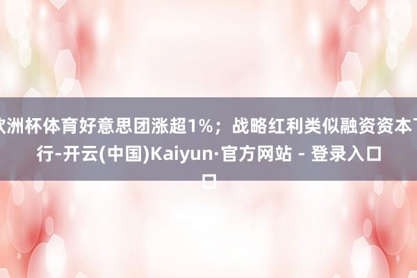 欧洲杯体育好意思团涨超1%；战略红利类似融资资本下行-开云(中国)Kaiyun·官方网站 - 登录入口